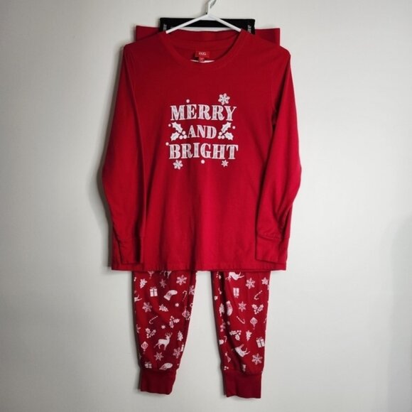 Macy's Red/White Matching Merry Bright Holiday Pajamas Set Size S Women's - Picture 12 of 13